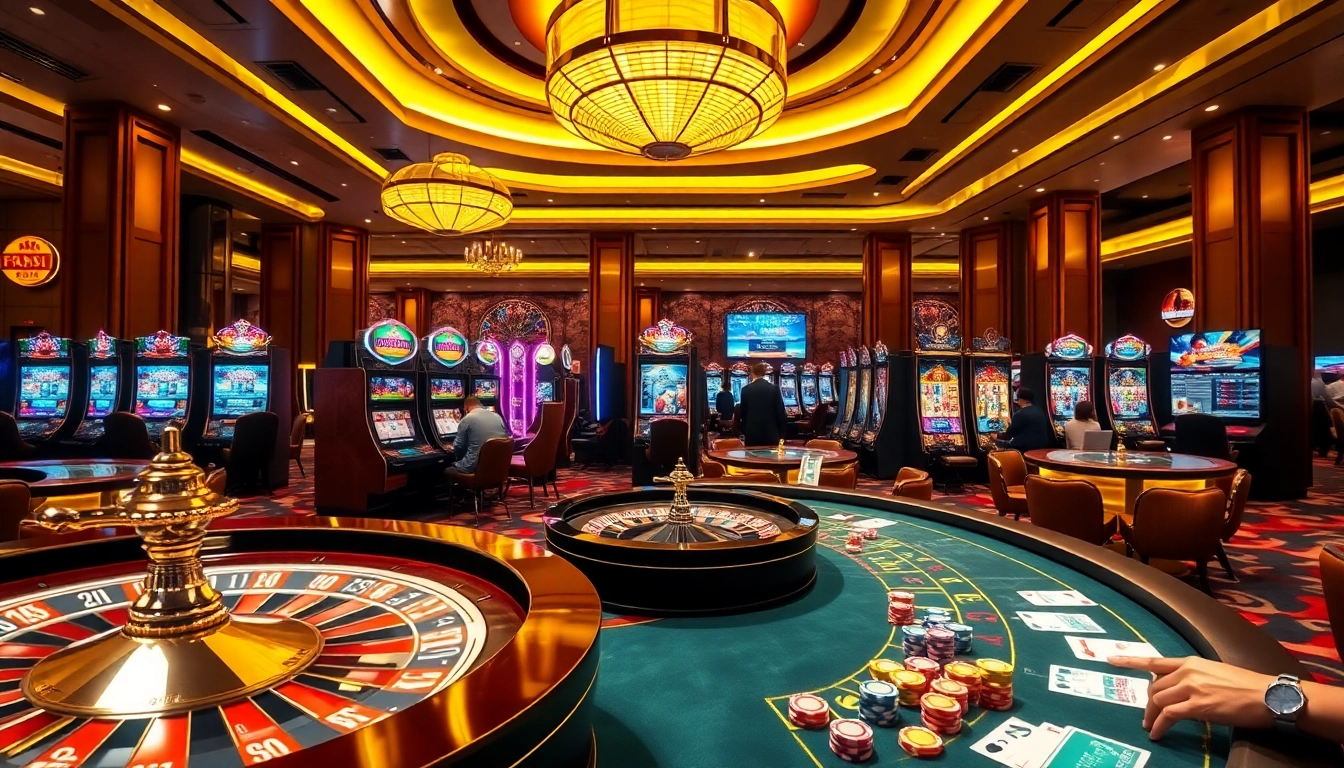 Experience the thrill of gaming at F168.COM with vibrant casino elements and luxury decor.