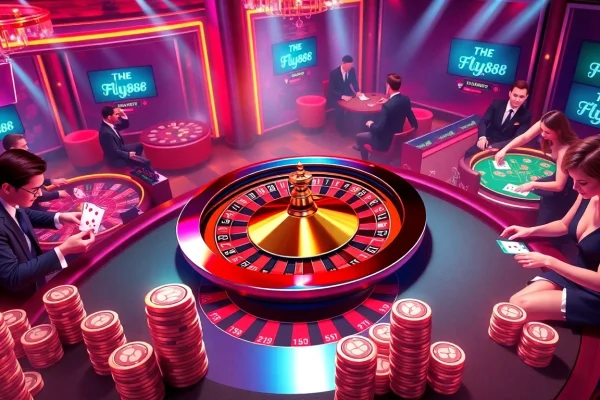 Experience the excitement of the nhà cái FLY88 casino with players engaged in high-stakes gambling.