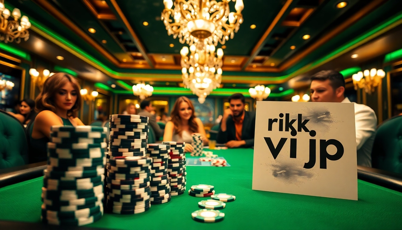 Engaging poker scene at 'rik vip' casino with vibrant chips and players focused on winning.