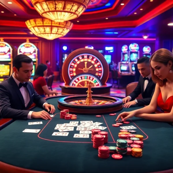 Experience thrilling gaming action at 13win with vibrant casino tables and slots.