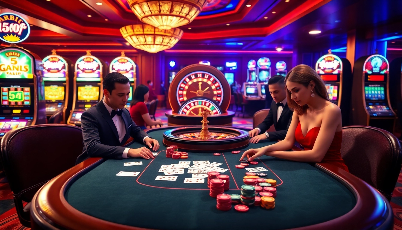 Experience thrilling gaming action at 13win with vibrant casino tables and slots.